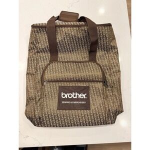 Brother Sewing Embroidery Machine Carrying Case Storage Travel Bag Brown Logo